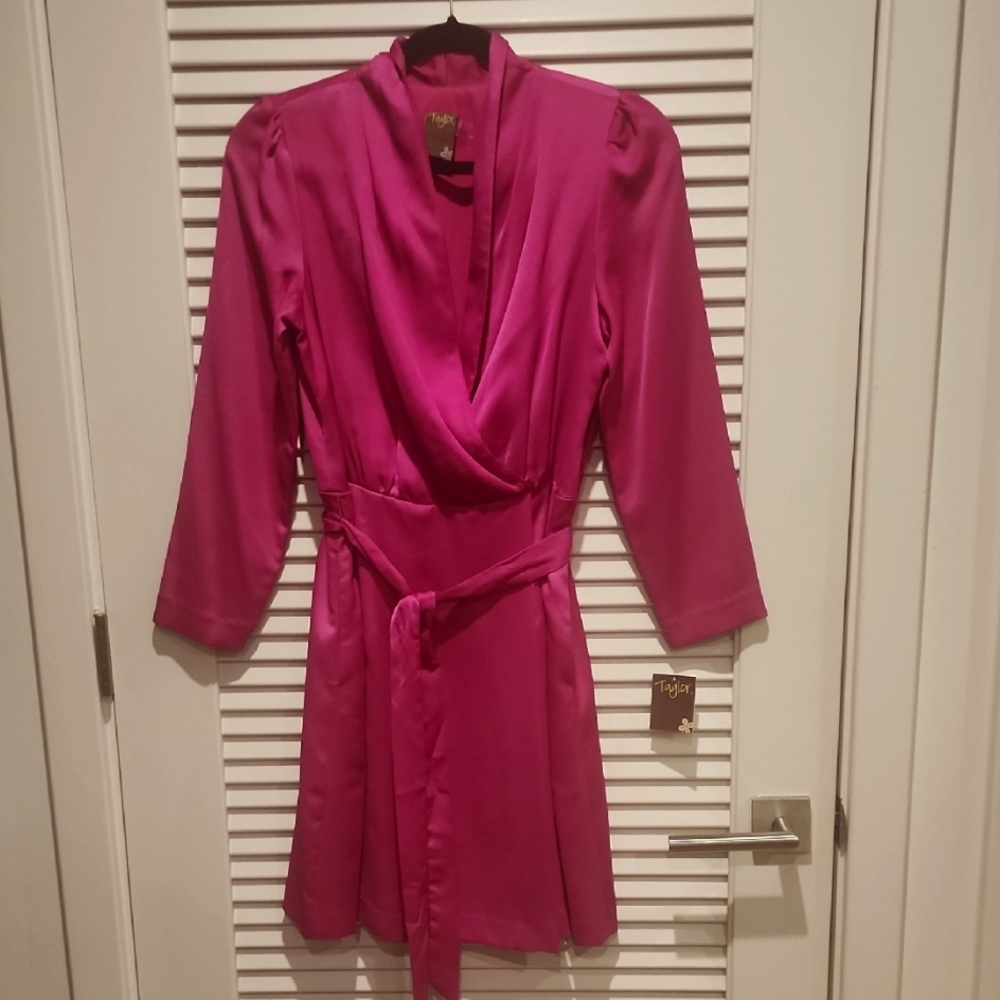 Elegant Fuscia Pink Wrap Dress